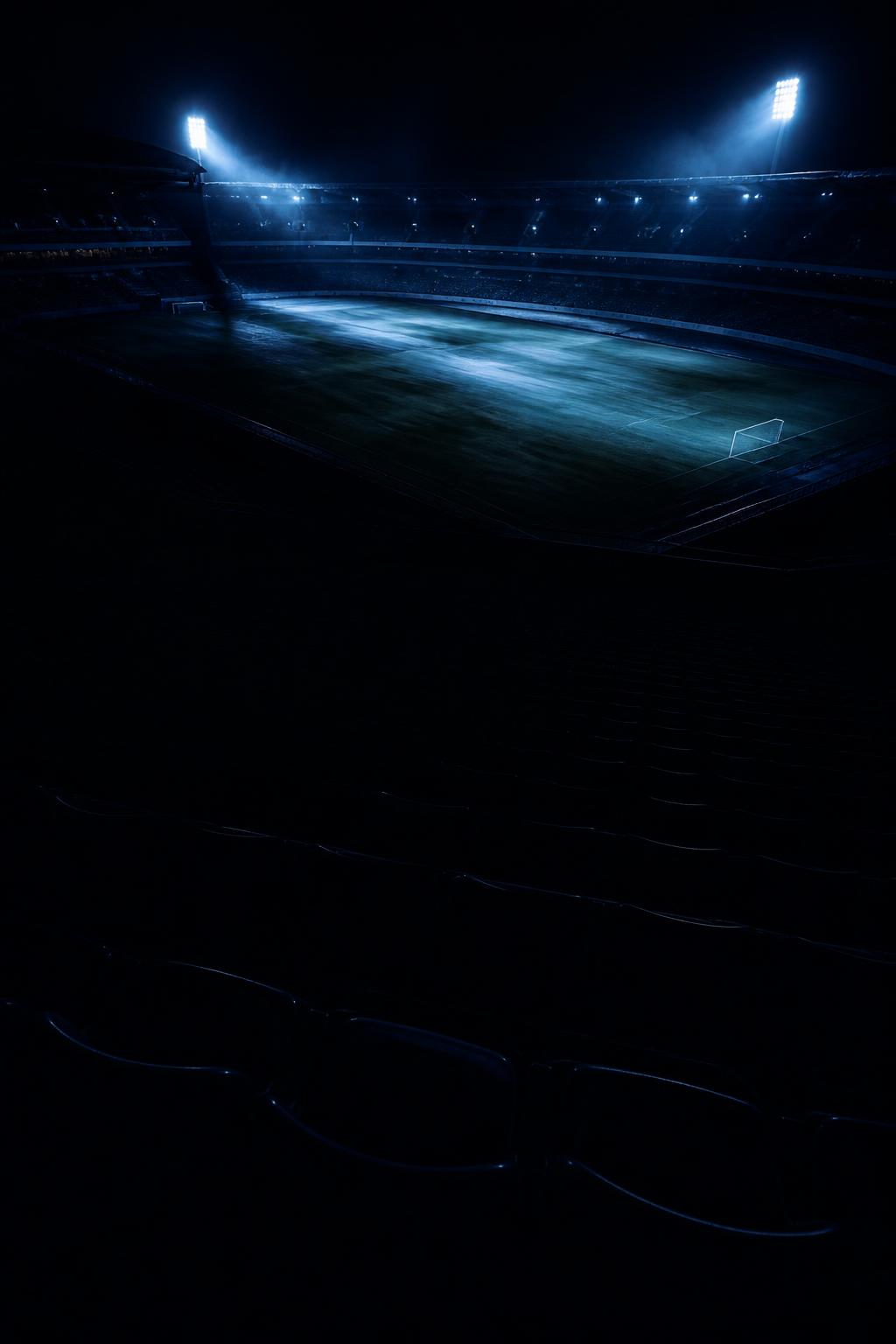 Floodlit stadium at night