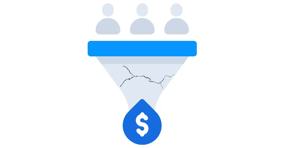 Conversion funnel with a crack in it