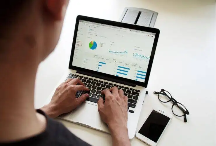 Man working on digital marketing analytics