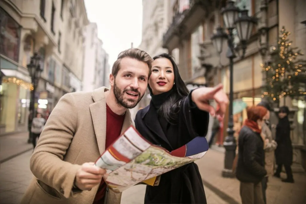 a man and woman looking at a SEO Company near me