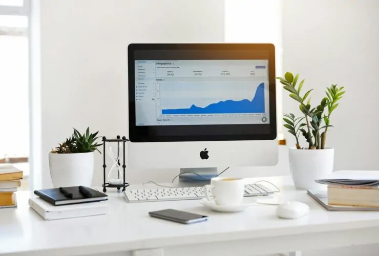 a computer on a desk looking at an ecommerce SEO agency