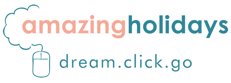 a black background with blue and pink text for Amazing Holidays