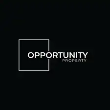 a black and white logo for Opportunity Property