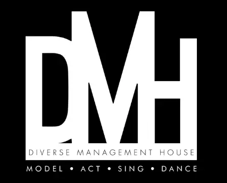 a white text on a black background, for DMH Logo
