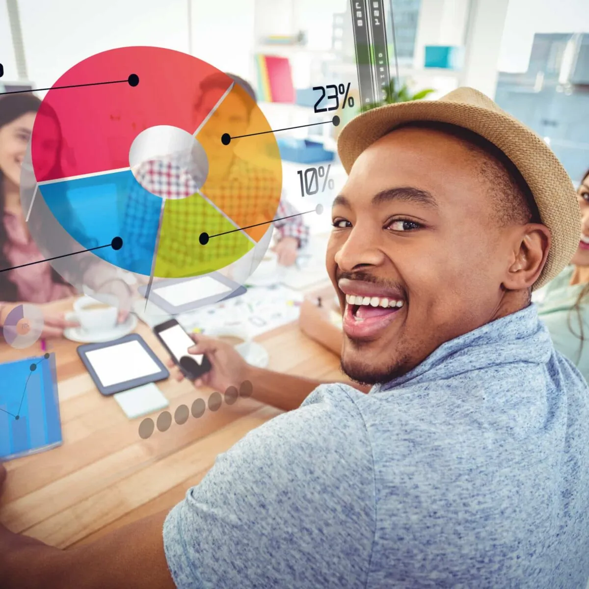 Team collaborating with marketing attribution models and data analysis to improve marketing ROI.