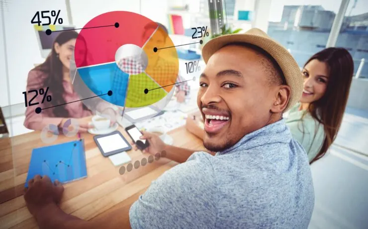 Team collaborating with marketing attribution models and data analysis to improve marketing ROI.