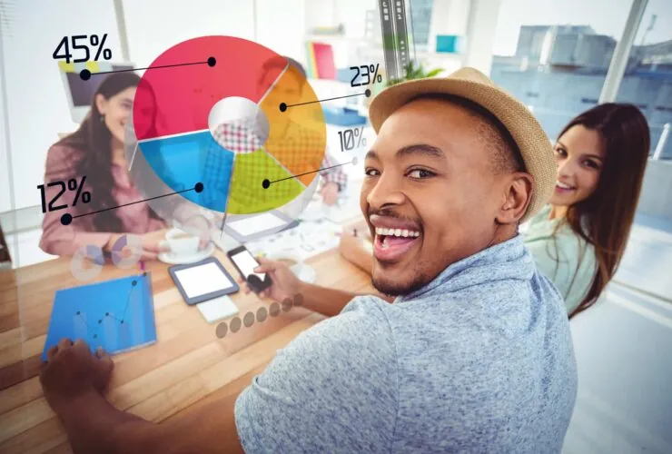 Team collaborating with marketing attribution models and data analysis to improve marketing ROI.